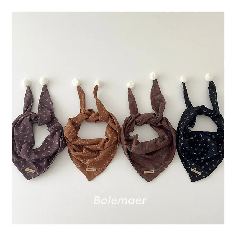 

Осенний детский шарф в стиле ретро, милый детский треугольный шарф с помпонами, новый детский теплый шарф для мальчиков и девочек