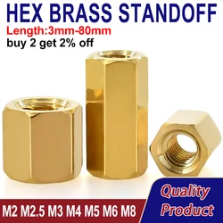 M2 M2.5 M3 M4 M5 M6 M8 Hex Brass Motherboard Standoffs Female Spacing Screws Metric Thread Board Rack Stud Column Bolt Spacers