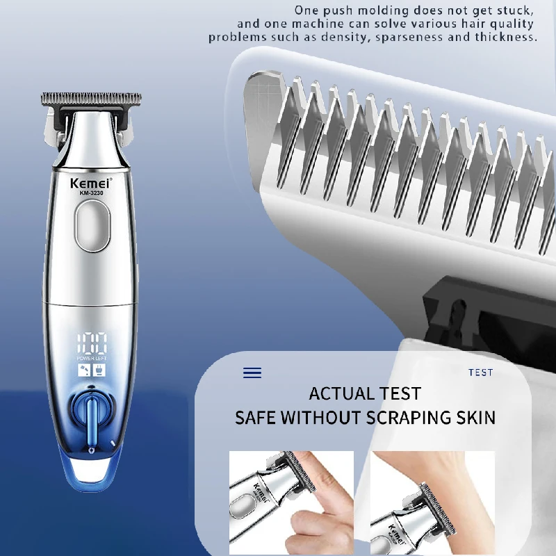 Kemei 3230 Professional Hair Trimmer For Men Electric Beard Hair Clipper Barber 7000RPM Rechargeable Haircut Machine LED display
