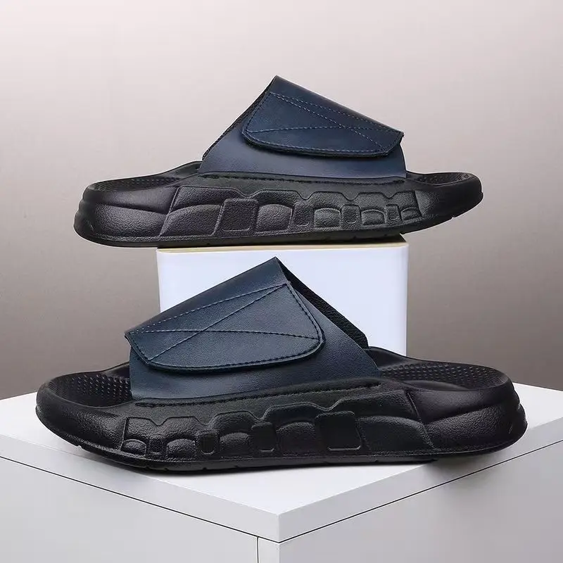 

Летние уличные тапочки на мягкой подошве для мужчин, удобные, противоскользящие, износостойкие, высокий уровень внешнего вида, пляжные повседневные сандалии