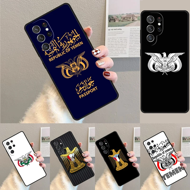 Cover For Samsung Galaxy S24 Ultra S21 S22 S8 S9 S10E Note 10 20 Plus FE S23 Yemen Coat of Arms Flag Phone case Coque