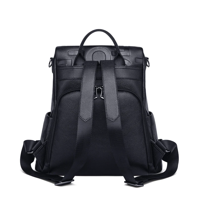 2026 Top 100% Genuine Leather Backpack Letter Pattern Black Women Fashion Large Travel Bag Designer Business Bag Need #lt336