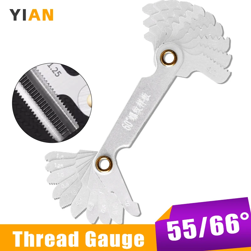 55/60 Degree Metric Thread Plug Gauge Imperial Gear Tooth Screw Pitch Gauges Carbon Steel Measuring Tool Tap Thread Measurement