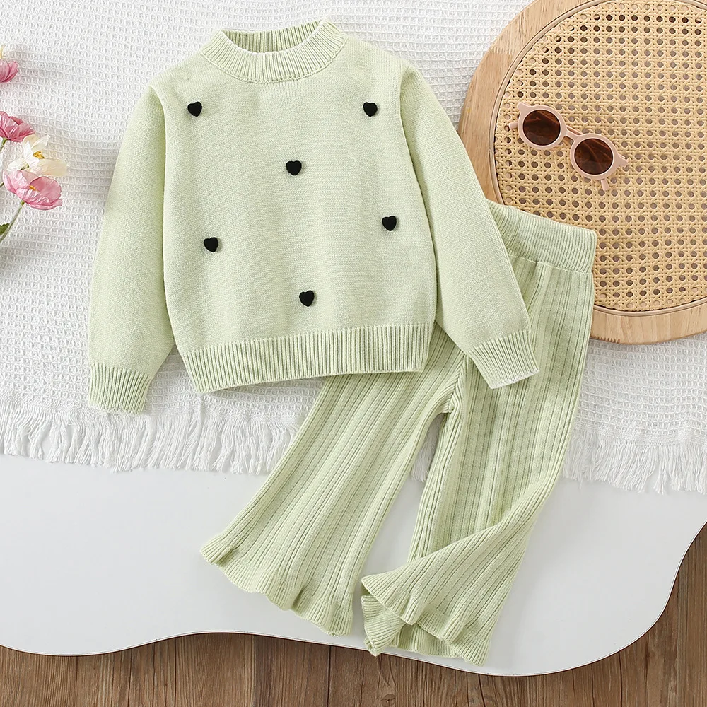 

Комплекты трикотажной одежды для девочек, осенне-зимние детские шерстяные трикотажные свитера, топы и брюки, костюм принцессы из 2 предметов для малышей, одежда для детей 6 лет