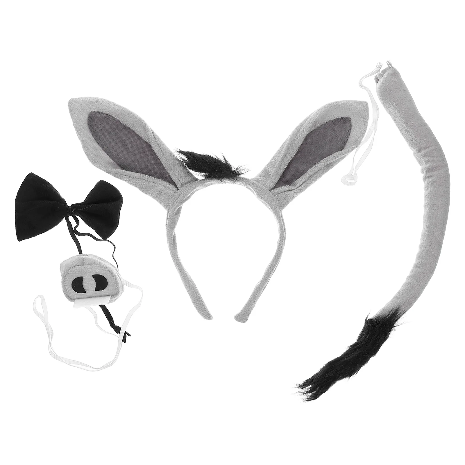 

Little Donkey Headband Furry Animal Set Grey Halloween Costume Lightweight Kids Roleplay Prop Hair Hoop Accessories