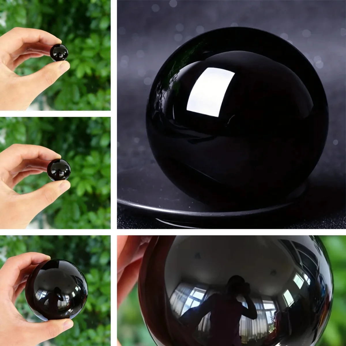 Obsidian crystal ball, black crystal ball piece, original stone polishing, home living room decoration