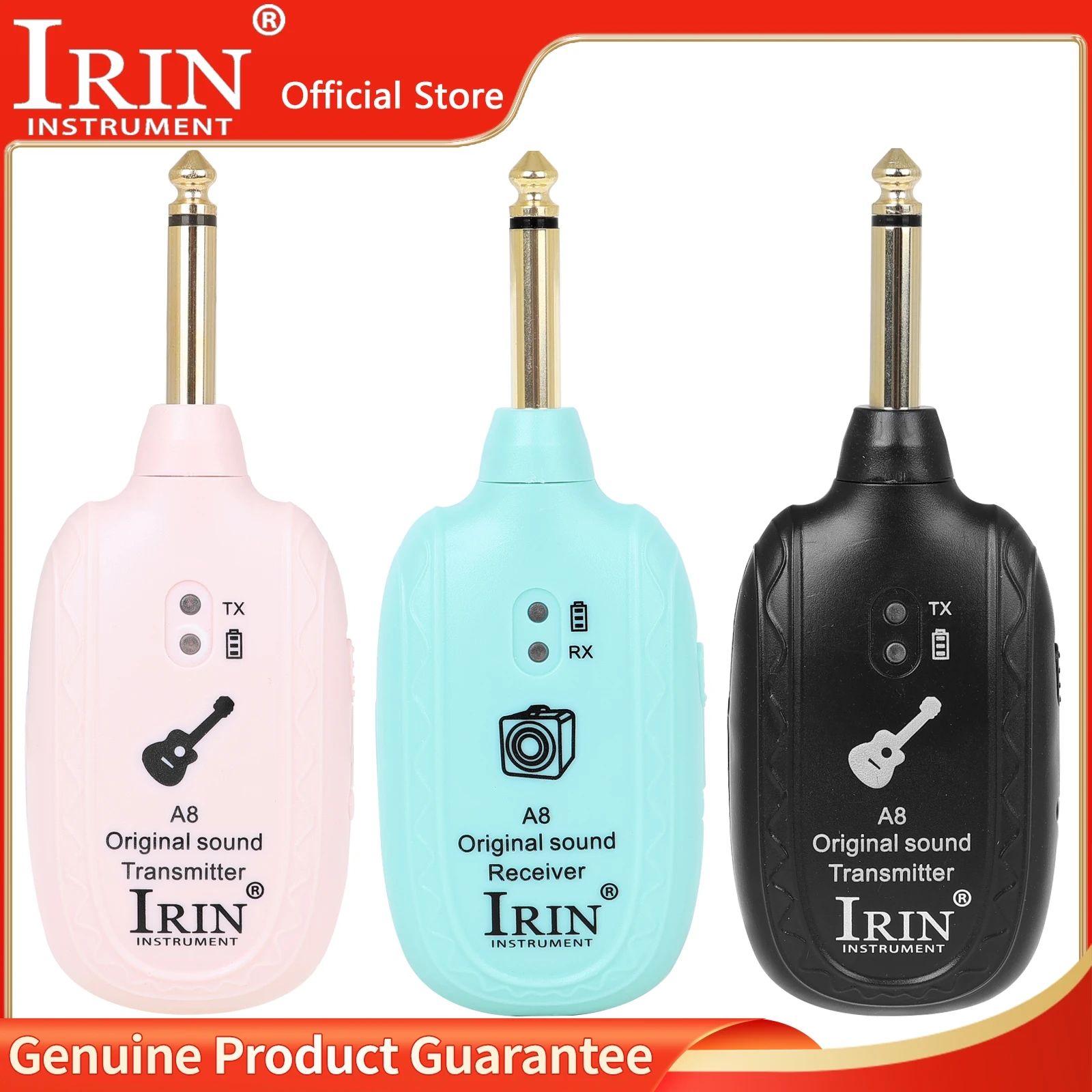 IRIN A8 Wireless Guitar System UHF Guitar Transmitter Receiver for Electric Acoustic Instruments Such As Guitar Bass Violin