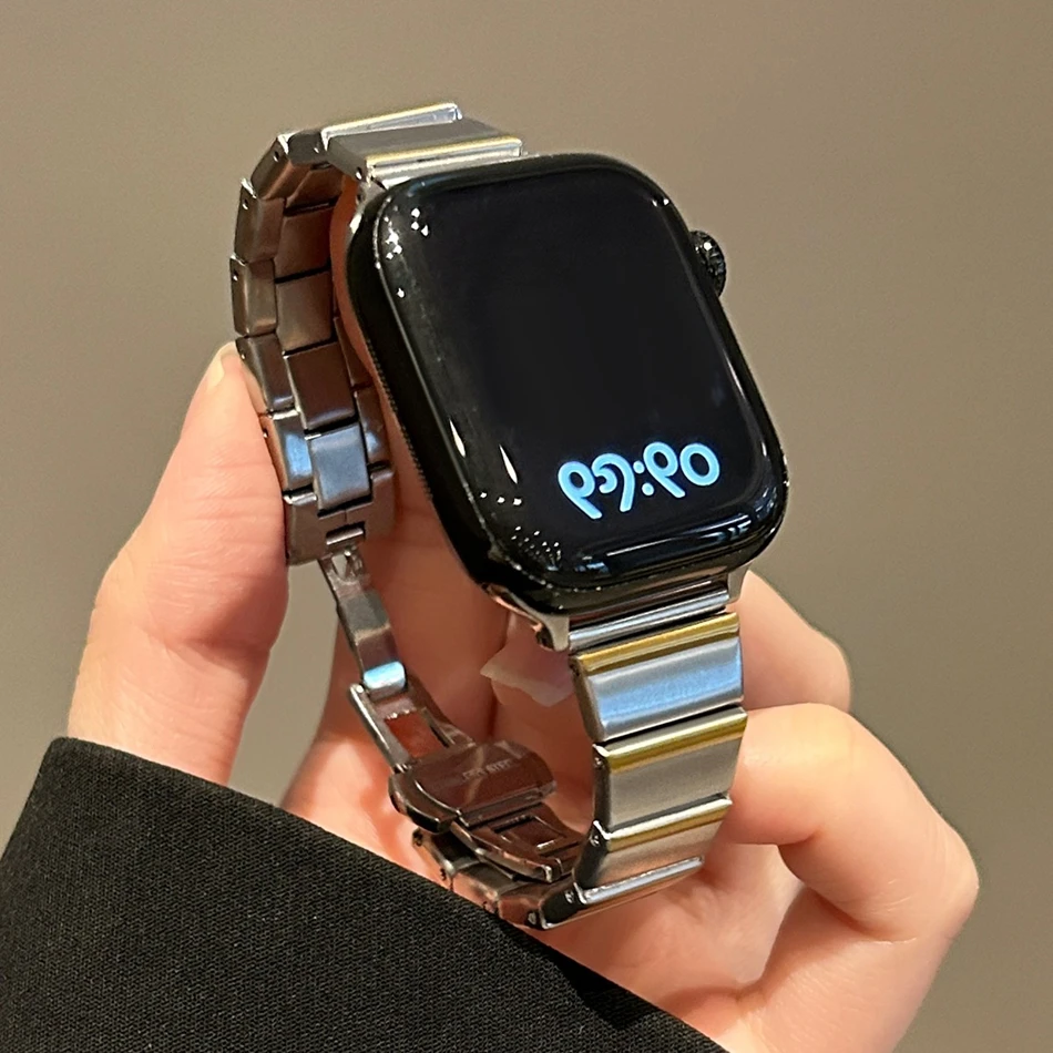 موضة فراشة مشبك سليم الخيزران حزام ل أبل iWatch سلسلة 10 9 8 7 6 5 4 SE 38/40/41/42/44/45/46/49 مللي متر حزام الساعات المعدنية