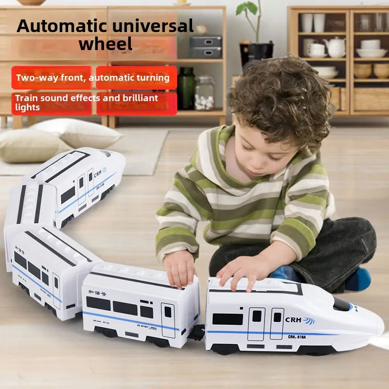Rechargeable version of children's train toy universal harmony model puzzle simulation high-speed rail car