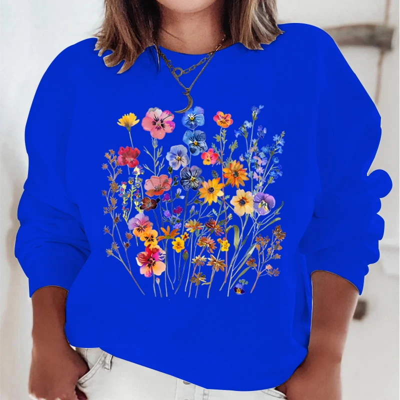 Woman Clothing Vintage Wildflowers Boho Premium Sweatshirts Perfect Gift for Flower Nature Lover Wildflower Graphic Sweatshirt