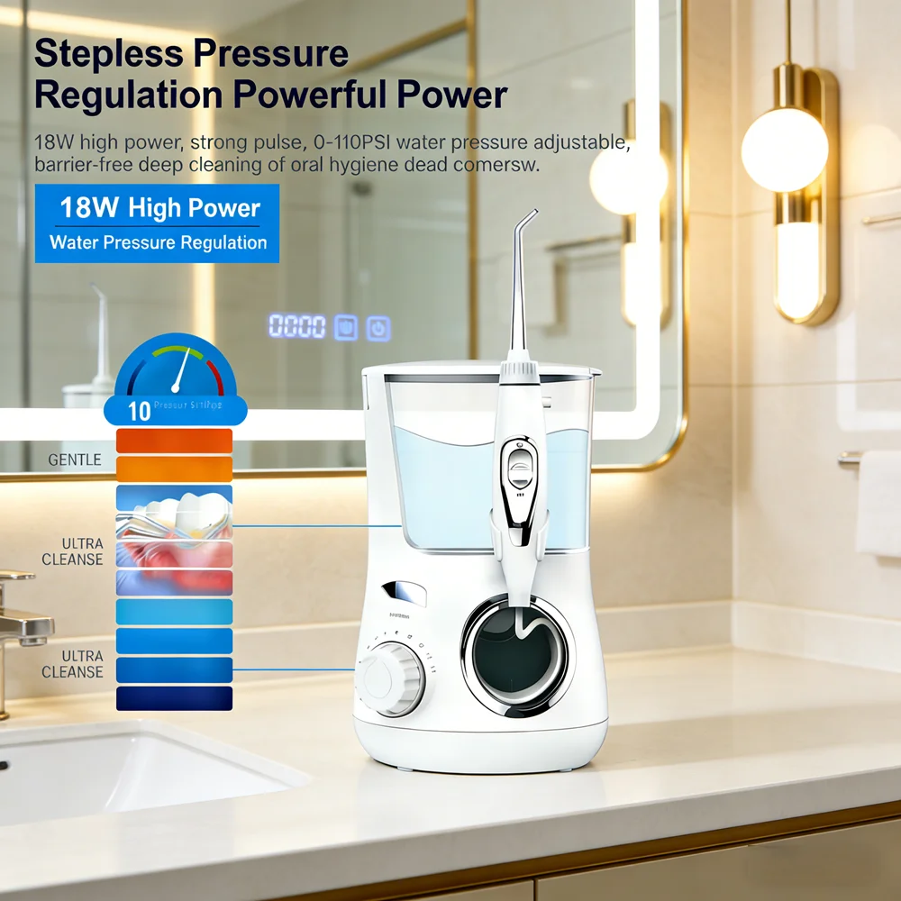 

Ирригатор для полости рта для домашнего использования с 10 режимами и 5 насадками, электрический водный флоссер для ежедневной гигиены полости рта