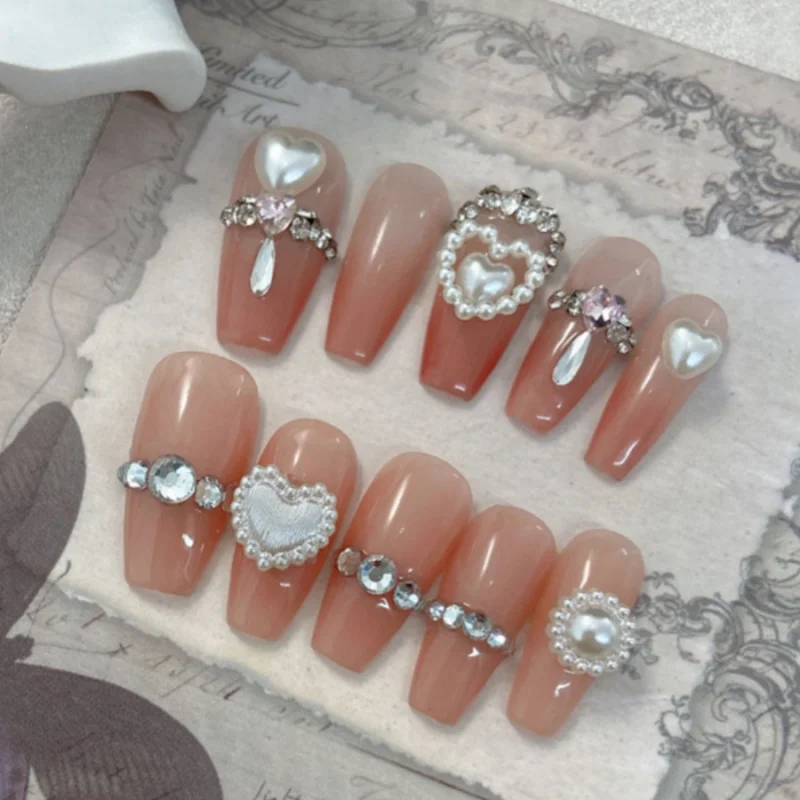 100pcs Mixed Pearl Heart Nail Art Decorations White Half Flat Bottom Vintage Baroque Heart Pearl Decorations Phone Case Earrings