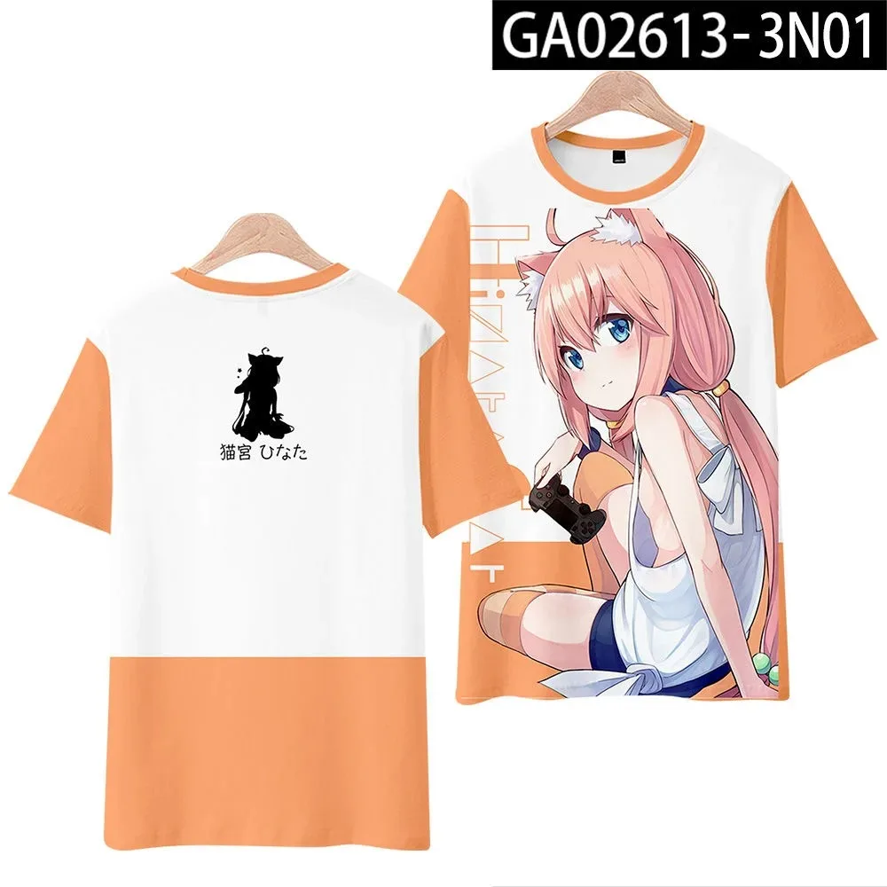 Summer VTuber-Nekomiya Hinata 3D Printing T-Shirt, Round Neck, Short Sleeve, Popular, Harajuku Streetwear, Plus Size