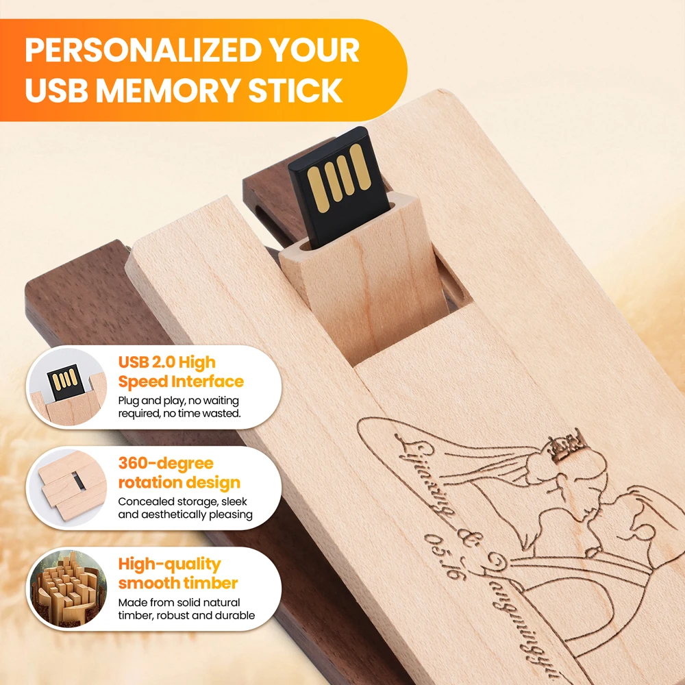 Wooden Card USB Flash Drive Memory Stick Free Custom Logo Pen Drive 128GB 64GB 32GB 16GB Storage Device Pendrive Cle USB Stick