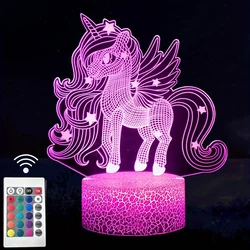 1pc Cute Pony 3D Night Light, 3D Optical Illusion Lamp With Touch & Remote Control, 16-Color Changing Ambient Light For Bedroom