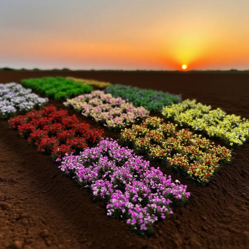 30pcs/set Multicolors DIY Miniature Garden Decor Plastic 10~15mm*8mm Durable Static Scenery Model Building Layout Flower Cluster