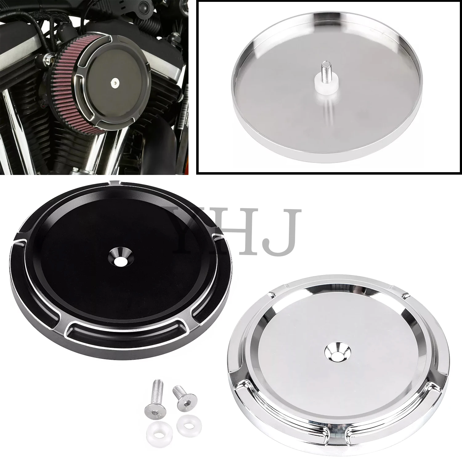 

Black/Chrome Aluminum Stage 1 Air Cleaner Cover For Harley Motorcycle Dyna Breakout Electra Road Glide Night Train