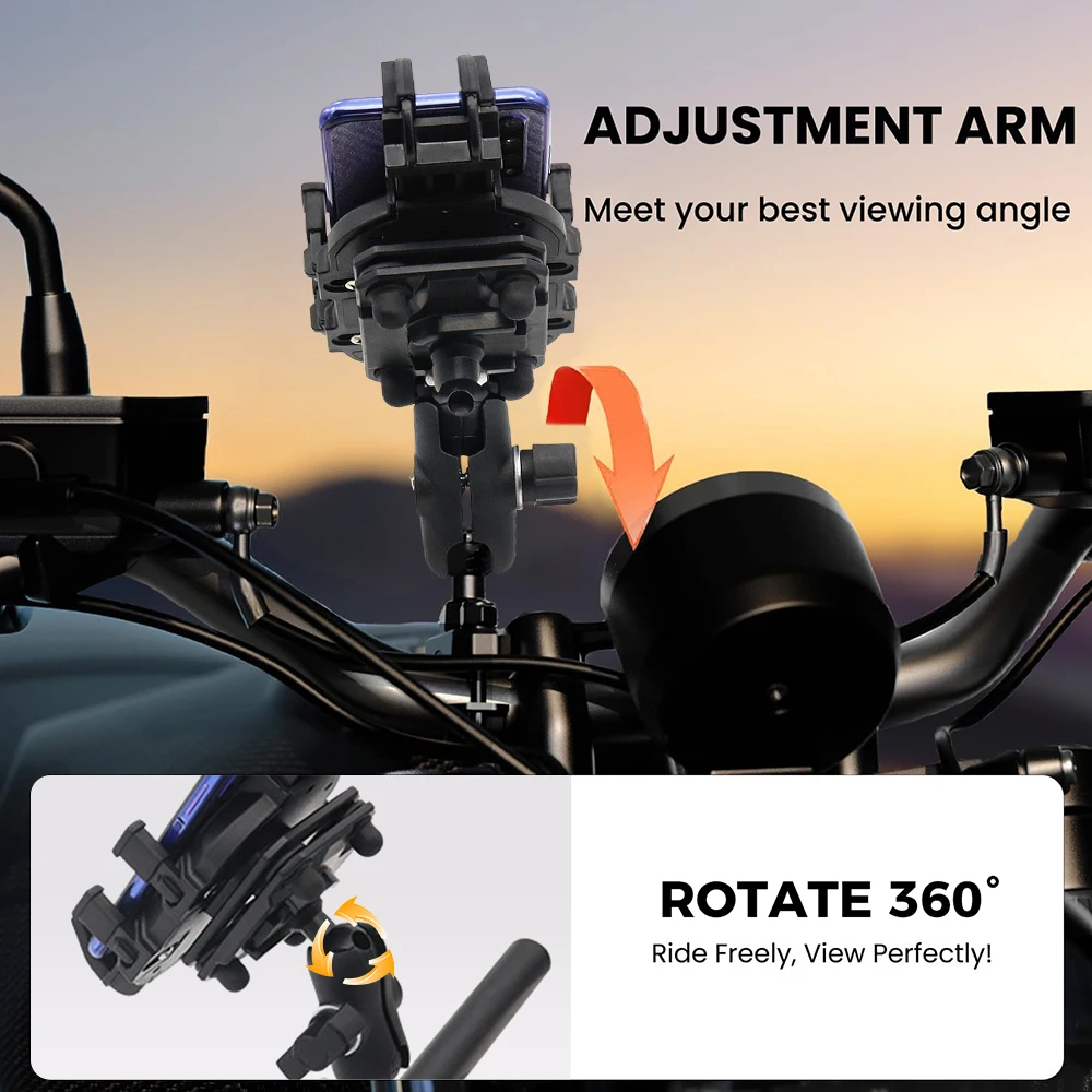Immagine 4: Supporto per Telefono con Assorbimento degli Urti per Moto e Bicicletta, Stabile e Anti-vibrazione 360° °   Supporto per Navigazione GPS da Manubrio Moto con Regolazione della Rotazione