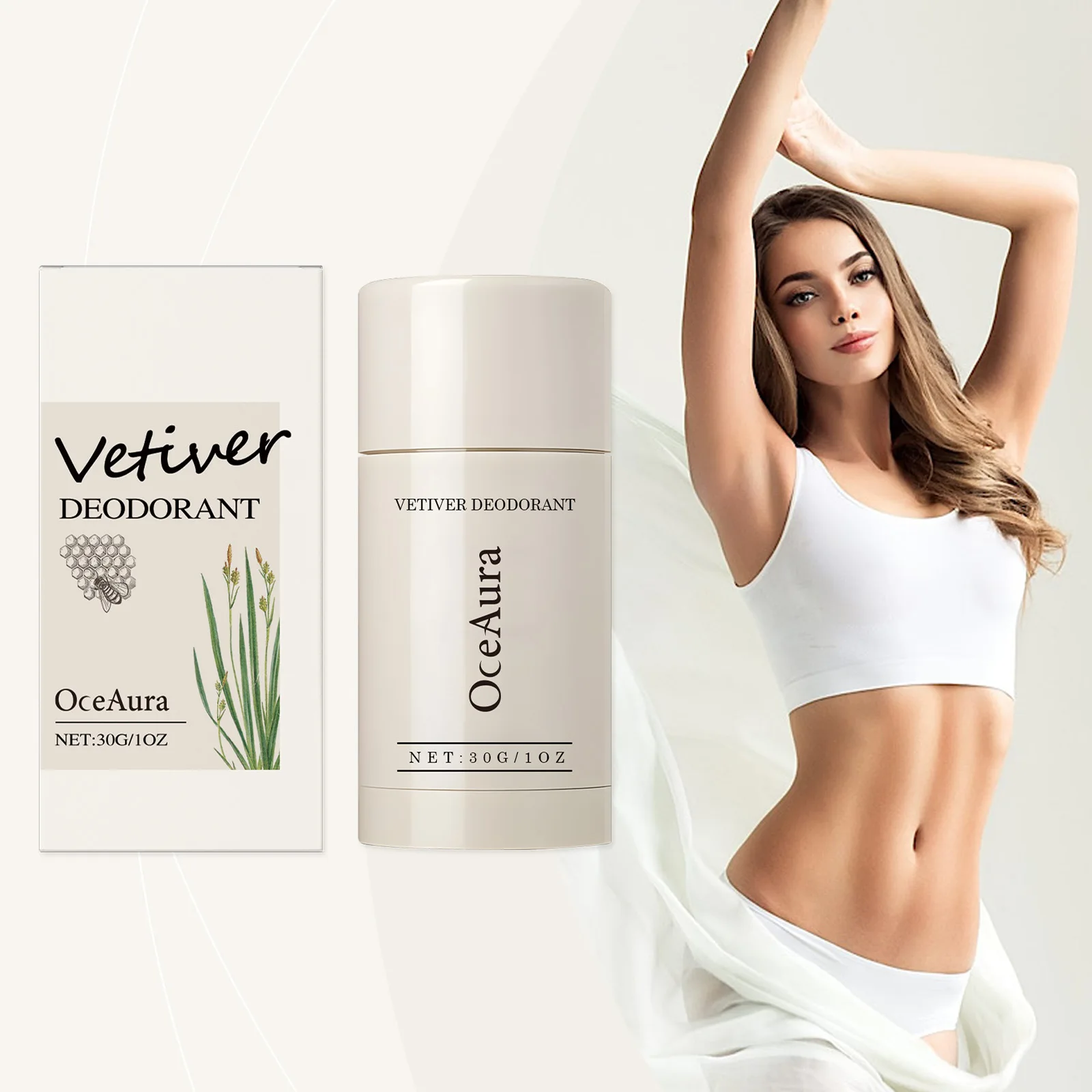 

Vetiver Scented Body Stick - Natural Fresh Fragrance, Mild and Clean, Odor Eliminating, Refreshing and Easy to Apply Solid Perfu