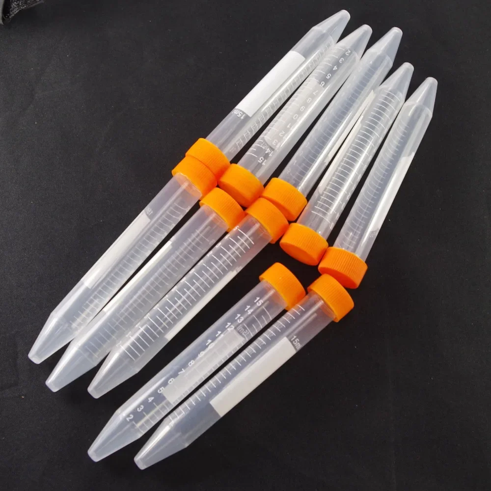 10pcs 15ml Lab Plastic Scale Centrifuge Tube V-bottom With Cap EP Tube PCR Tube Sample Specimen