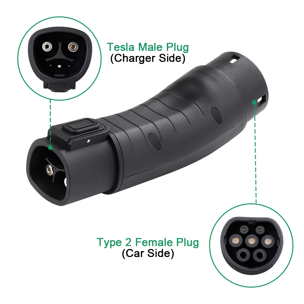 IPENGEN For Tesla TO TYPE 2 Adapte 60A Electric Vehicle charging connector Electrical car charger devices For Type 2 EV Charging