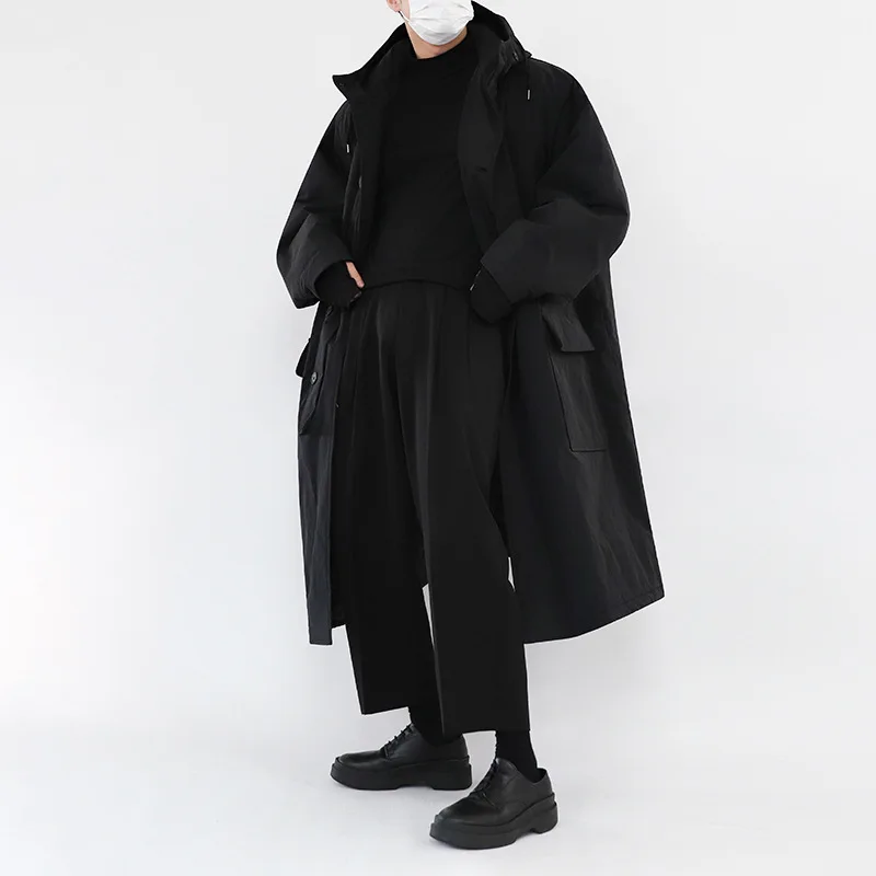 Manteau épais mi-long en coton pour homme, vêtement d'hiver, marque à la mode, manteau en coton Ins, Version coréenne, capuche ample