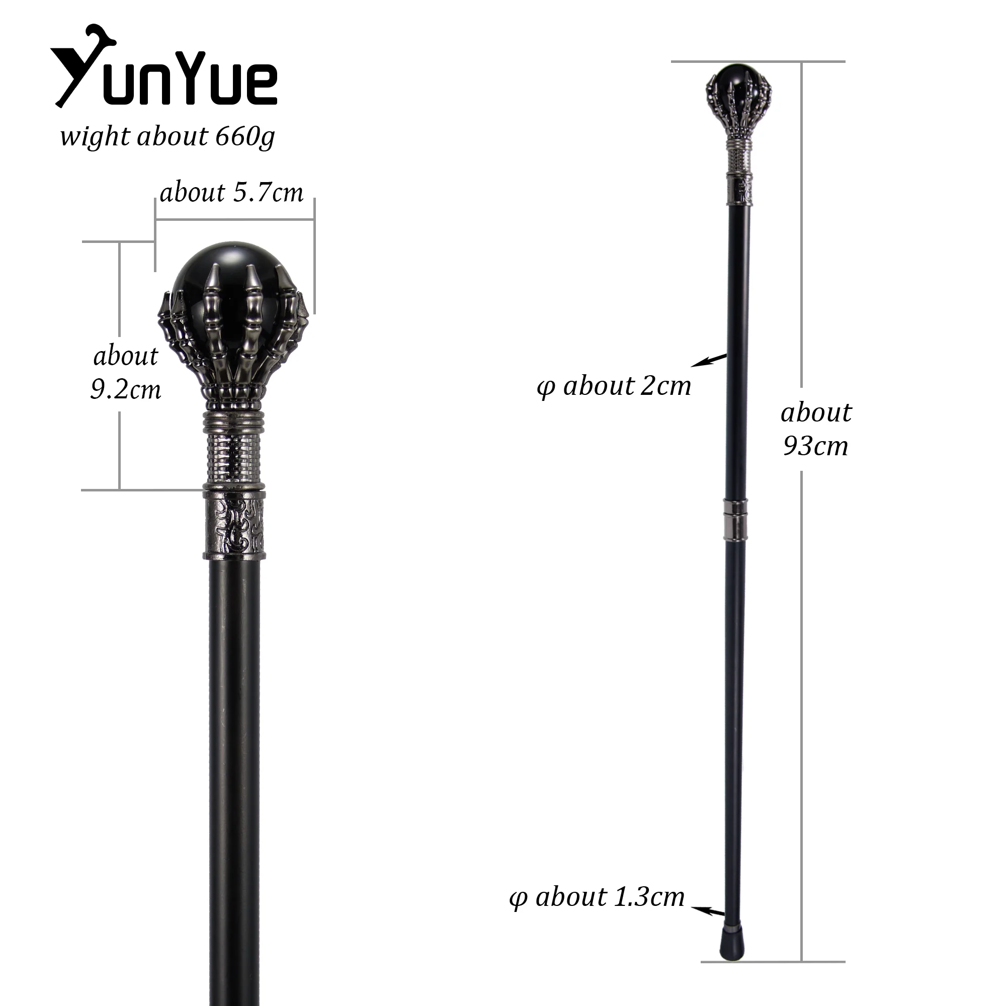 Black Crystal Ball Steampunk Walking Cane Gentleman Fashion Walking Stick Women Party Decorative Walking Stick Crosier Knob 93cm
