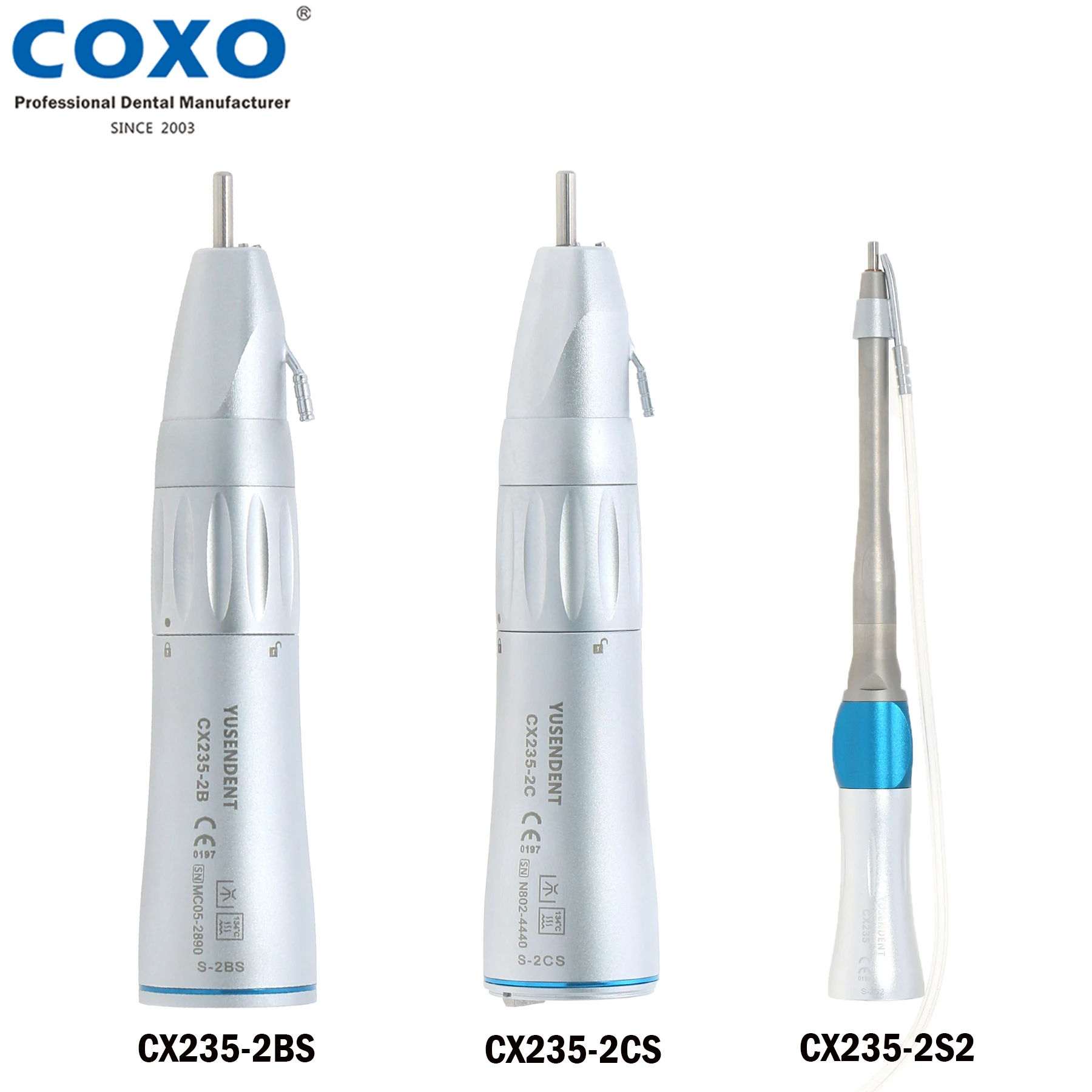 COXO Dental Surgical  1:1 Direct Drive Straight Nose Cone 20 Degree Angle CX235-2CS 2BS 2S2 Surgery Electric Handpiece