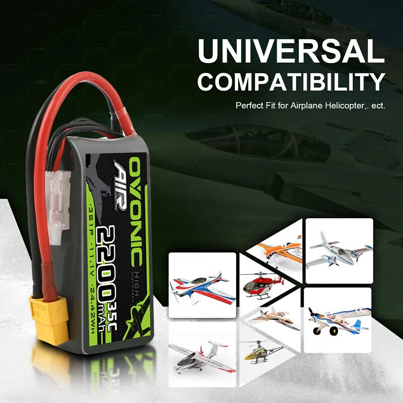 OVONIC Batería LiPo 3S 11.1V 2200mAh 35C XT60 drone FPV - imagen 4