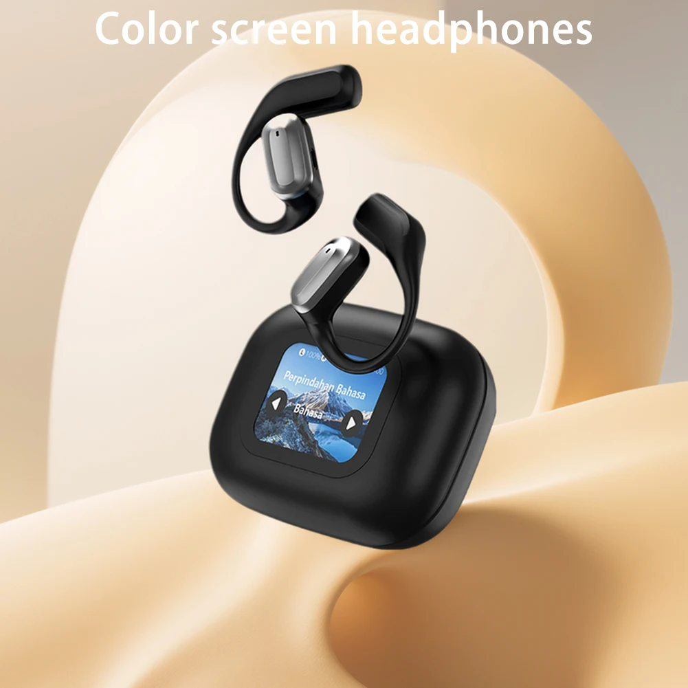 Intelligent Touch Screen Bluetooth-Compatible OWS Headphone IPX5 Waterproof Xp2 Earbuds LCD Colour Screen for Running Fitness