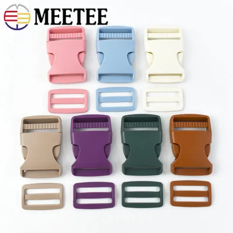 Quick Plastic Side Release Buckle, Tri Glide Slider, Cinto de saco, Dog Collar Webbing Strap, Ajustar Fecho DIY Acessórios, 38mm, 5 10 Conjuntos