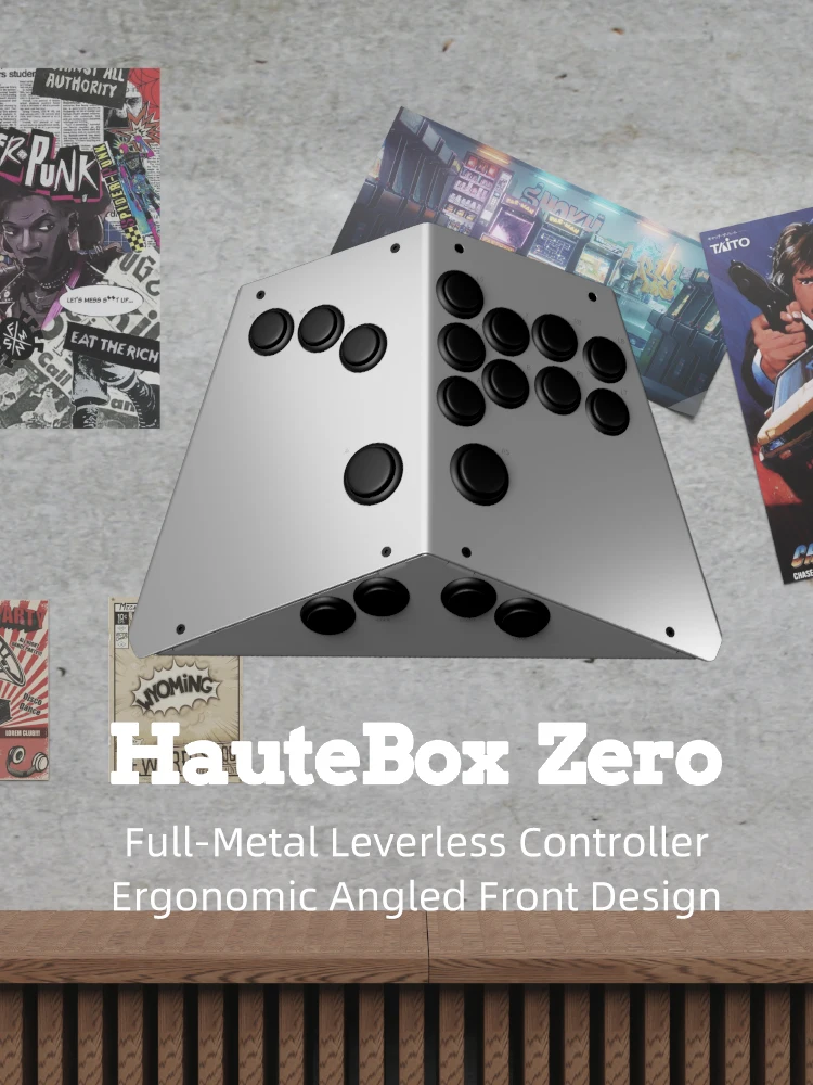 Haute42 Retro+ Hitbox Zero Metal 올버튼 컨트롤러 인체공학적 14키 맞춤형 레이아웃 1.2mm 스팀 데크 PS5 PC 스위치용