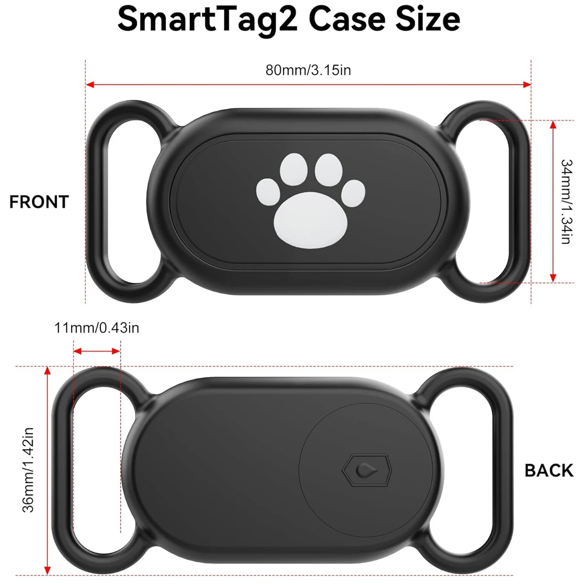 For Samsung Galaxy SmartTag2 Dog Collar Holder, Waterproof Silicone Case For Galaxy Smart Tag 2 For Pet Dog Cat Collars Holder