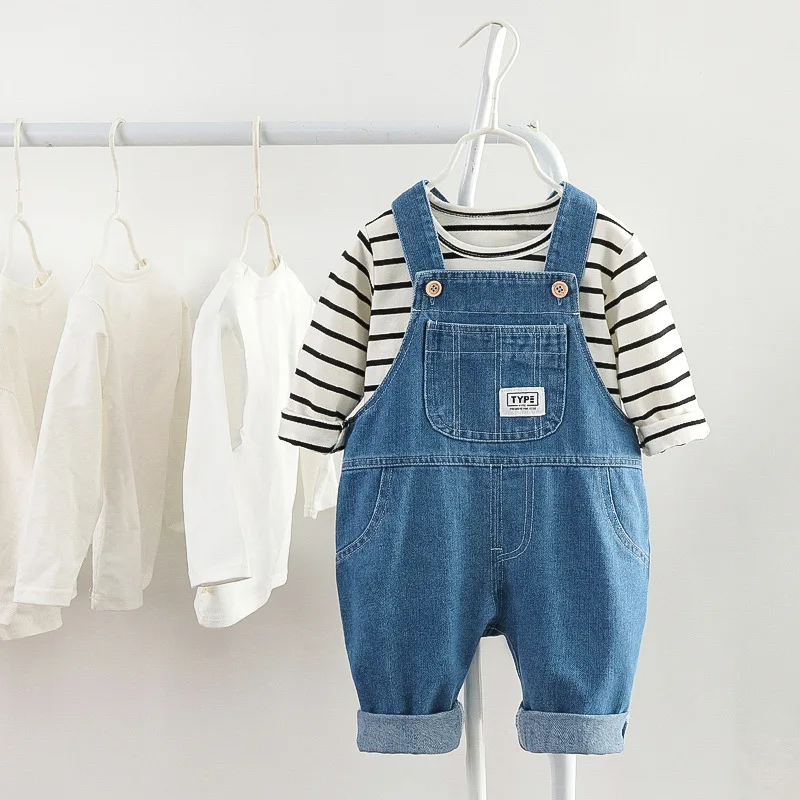 

Spring and Autumn Children's Denim Overalls Jumpsuits Trousers