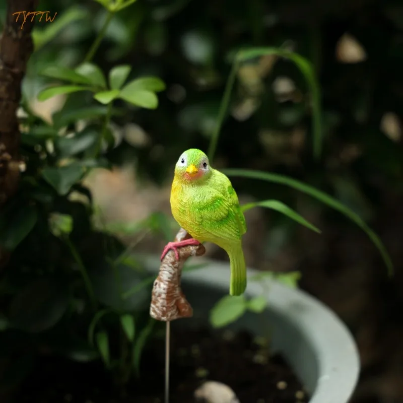 Resin Bird Figurine Flower Insert Outdoor Garden Yard Decor Simulation Animal Landscape Ornament Gardening Craft Gift for Women