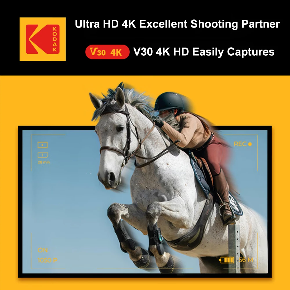 การ์ดหน่วยความจำ KODAK SD V30 แฟลชการ์ดความเร็วสูง 32GB 64GB 128GB SDXC SDHC ดิจิตอลสำหรับกล้อง SLR 4K HD เฉพาะ