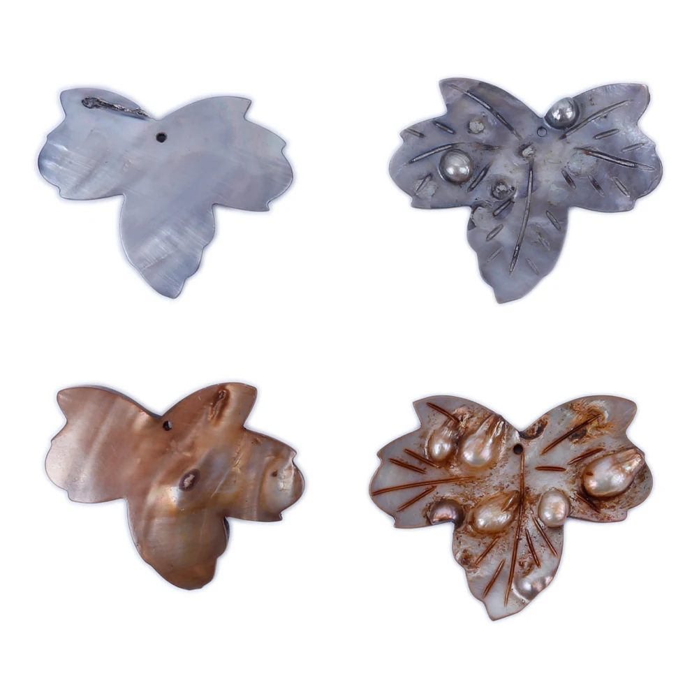 1pc Leaf Shaped Shell DIYJewelry Making Accessories Natural Pearl Shell Carved Maple Leaf Charm for Necklace Pendant