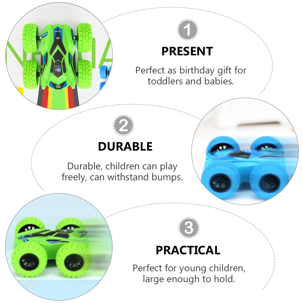 Vehículos todoterreno de inercia de doble cara para niños, tamaño grande, colores brillantes, Material seguro, duradero, coches extraíbles para niños tempranos, 2 uds.