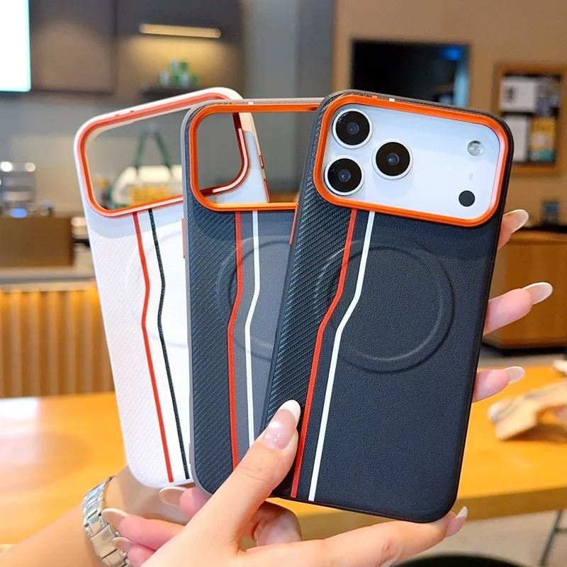 Luxury Splicing Magnetic Phone Case For iPhone 17 Pro Max 17 16 15 Pro Max 16 15 Plus 16e Case Wireless Charging Protection Capa