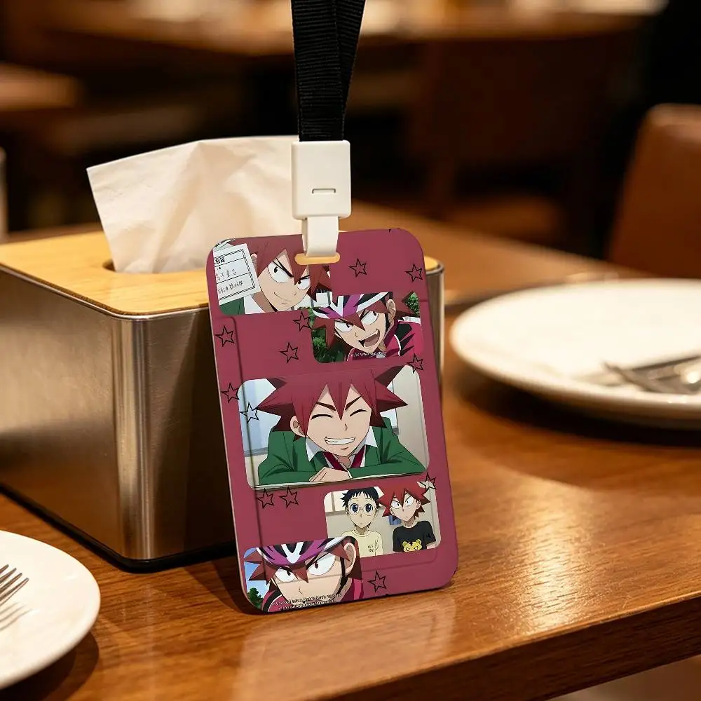 Animation Y-Yowamushi ID Card Sleeve Durable Work Card Holder With Neck Strap Business ID Cover For Employees