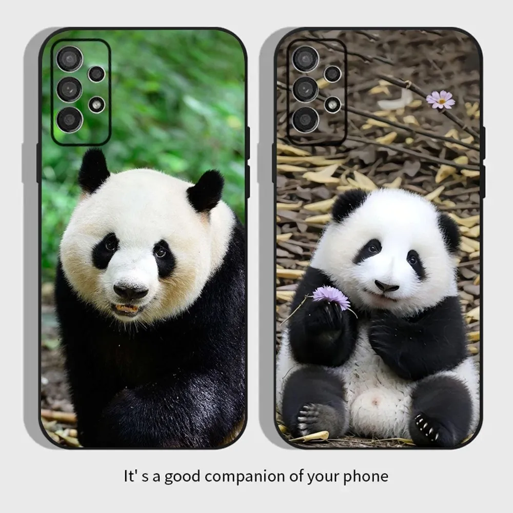 Cute Fubao Panda Animal Phone Case For Samsung Galaxy A13,A21s,A22,A31,A32,A52,A53,A71,A80,A91 Soft Black Cover