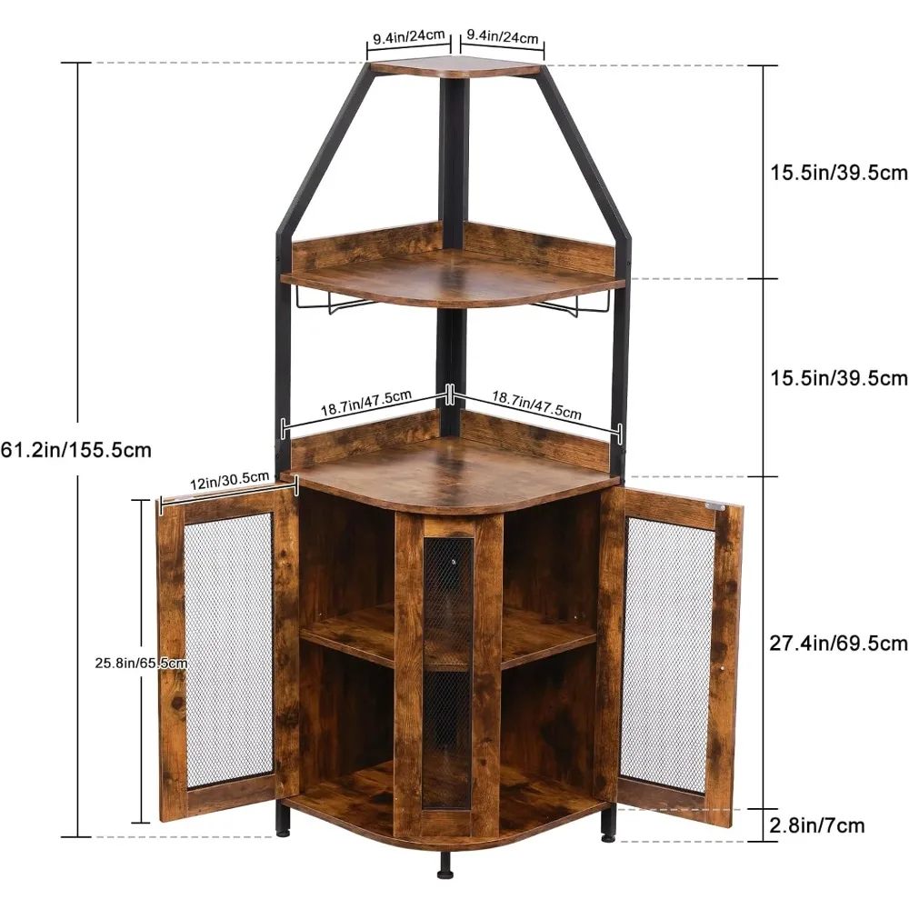 Coffee Bar Cabinet, 5-Tier Wine Bar Cabinet with Storage,Liquor Cabinet with Glass Holder, Bar Counter, Storage Holders