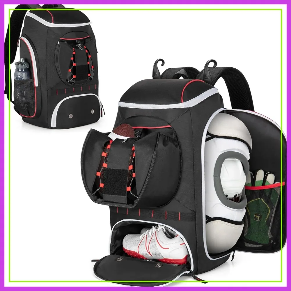 

Football Bag with External Ball Holder, Insulated Pocket, Fence Hooks for Youth & Adult