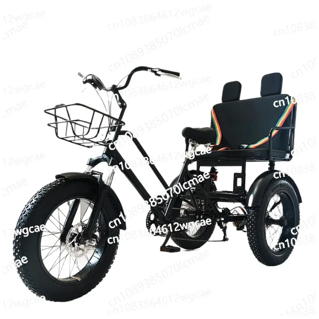 20 Inch Fat Tires Mountain Bike 7 Speed Off-road Tricycle Leisure Elderly Tricycle Adult Farm 3 Wheel MTB Fruit Basket with Seat