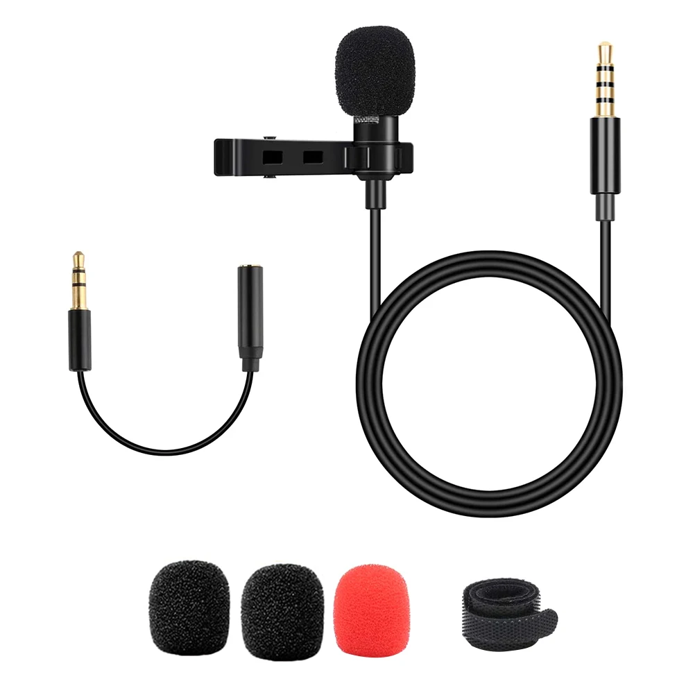

Lapel Mic Lavalier Microphone with 35mm Plug for Smartphones Cameras Omnidirectional Sound Recording Webcast Lectures Portable