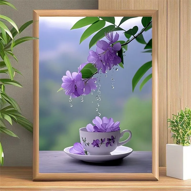 

A6017 Rich Violet Floral Oil Painting