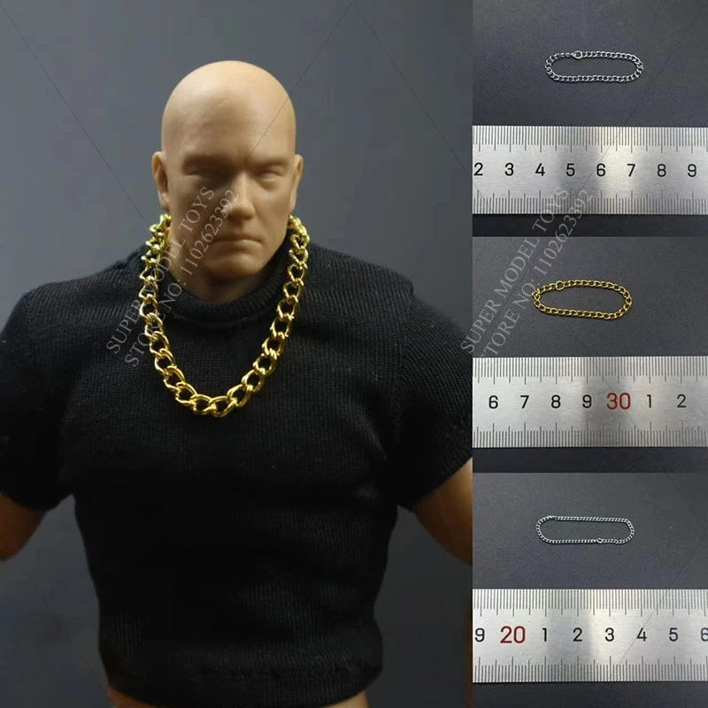 Auf Lager Maßstab männliche Soldat Szene Zubehör Straße Gangster Gold/Silber Halskette für 6-Zoll-Actionfigur Modell Spielzeug