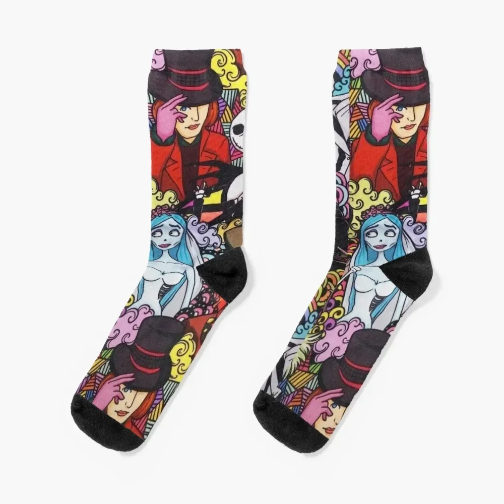 Tim burton world Socks funny sock compression floor Socks Women's Men's