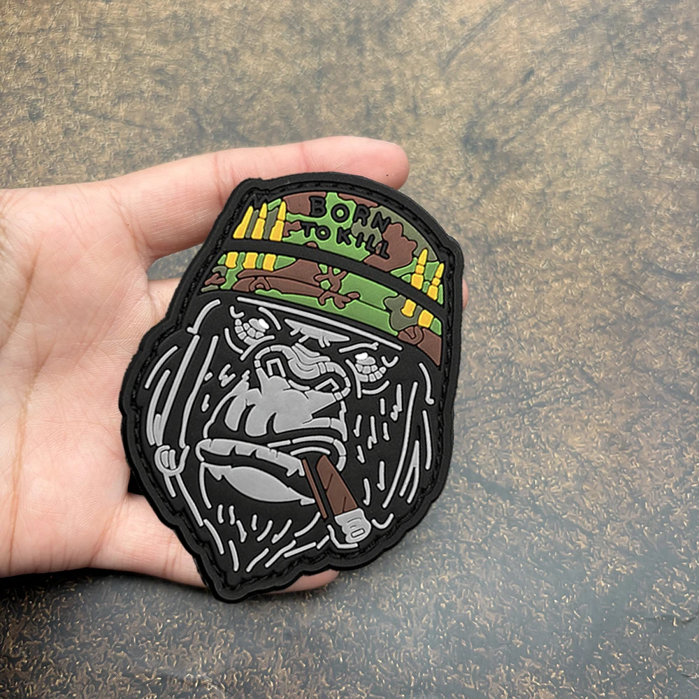 Tactical Gorilla Alien Pattern 2D Flat Pvc Material Patch with Velcro, Includes Backing Fabric, 1 Piece, Exquisite Pattern Details, Flexible Material, Won'T Damage Fabric, Versatile for Daily Use, Motorcycle Riding Clothing, Workwear Jackets, Functional Outerwear, Hats, Arm Decoration Accessories