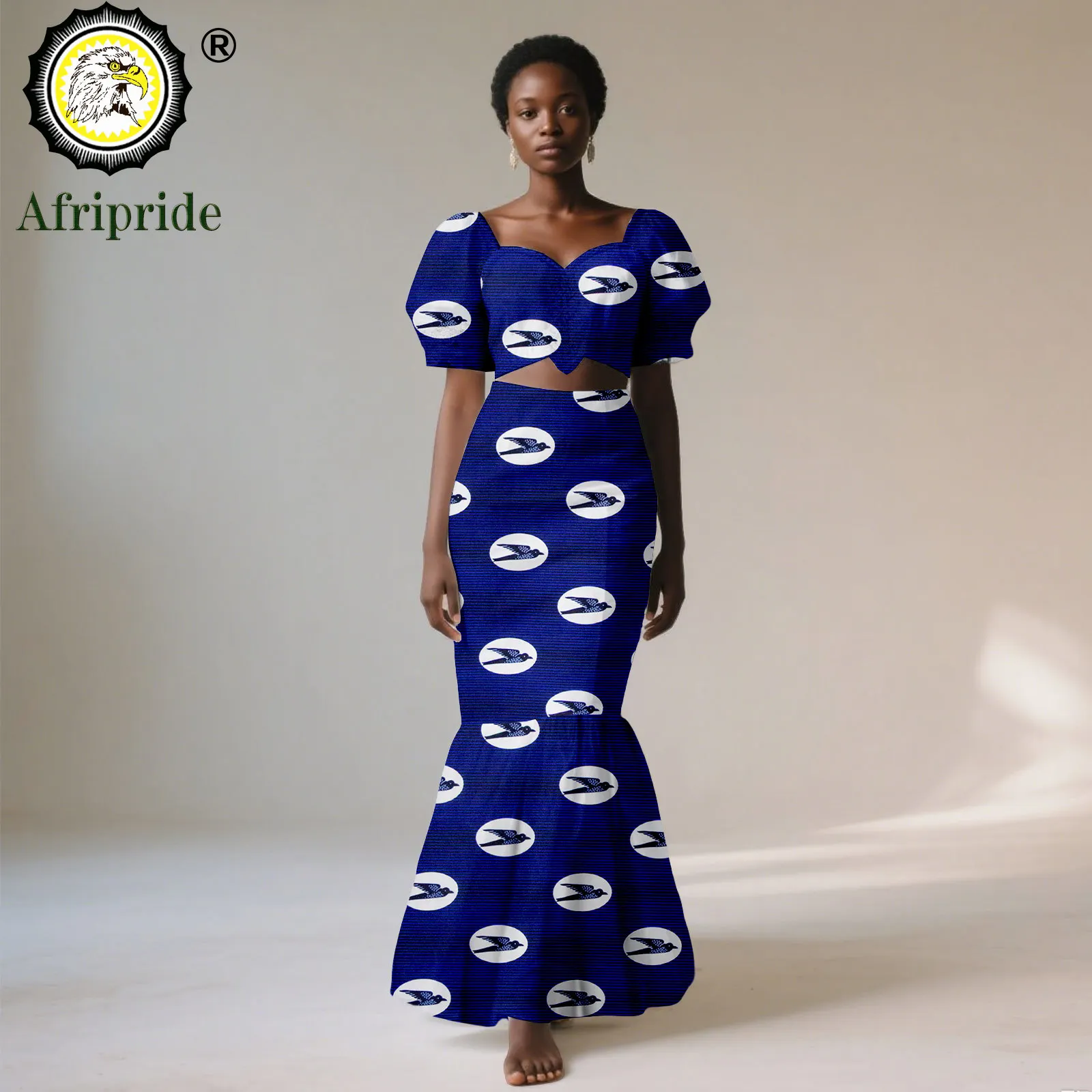 

African Clothes for Women Crop Top and Midi Skirts 2 Piece Set Print Outfits Vintage Elegant Fashion Ankara Attire 2526068